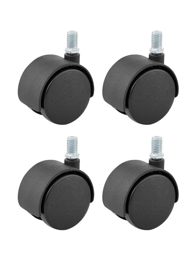 BMB tools 2inch 4-Piece Black Swivel Caster Wheels Set - 25kg Load Capacity (100kg Total) Non-Marking Nylon Wheels with M10x35mm Threaded Stem for Office Chairs, Cabinets, Storage Racks, Light Workbenches - Image 2